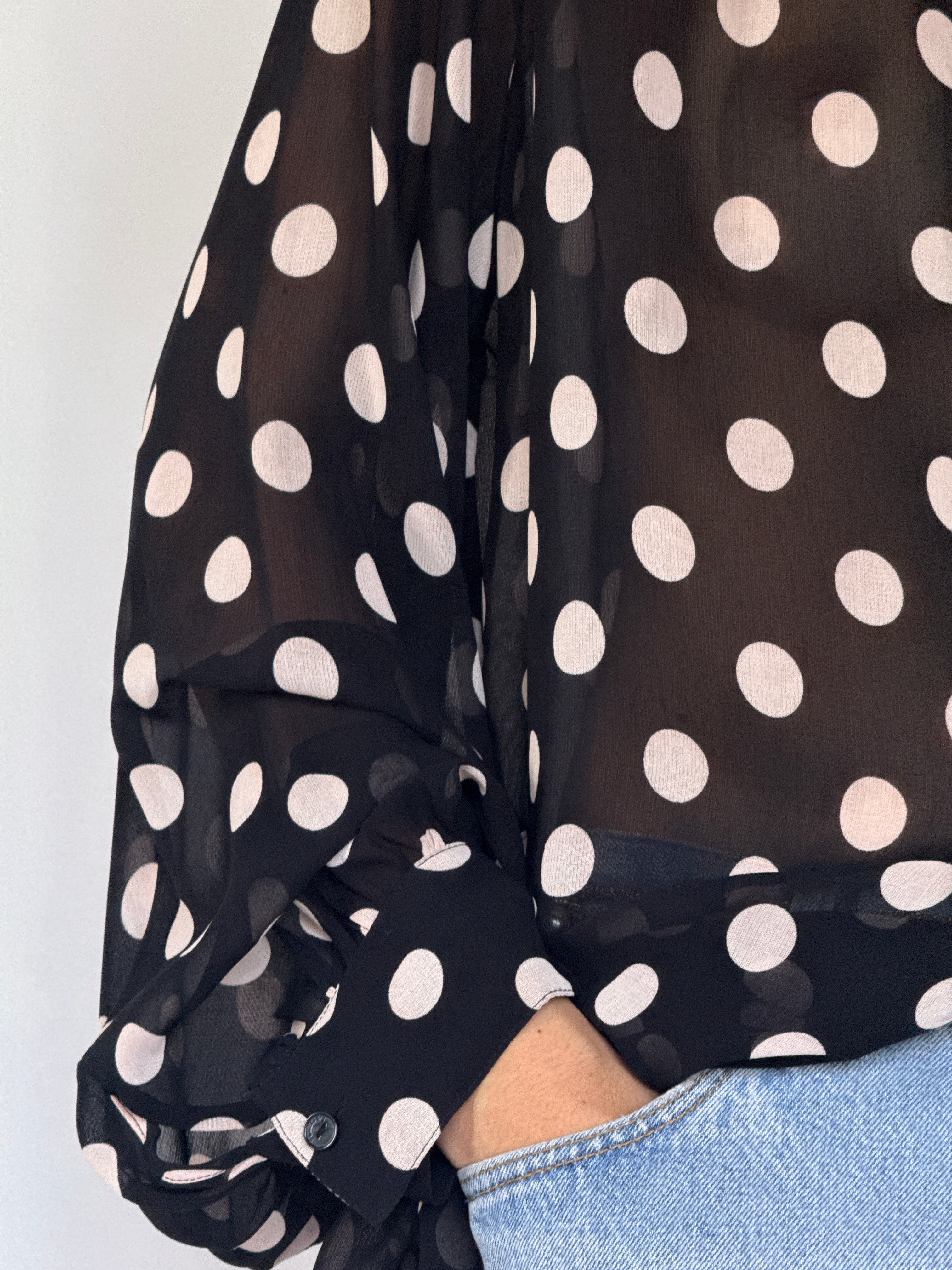 Vintage polka-dot blouse black & white 6359