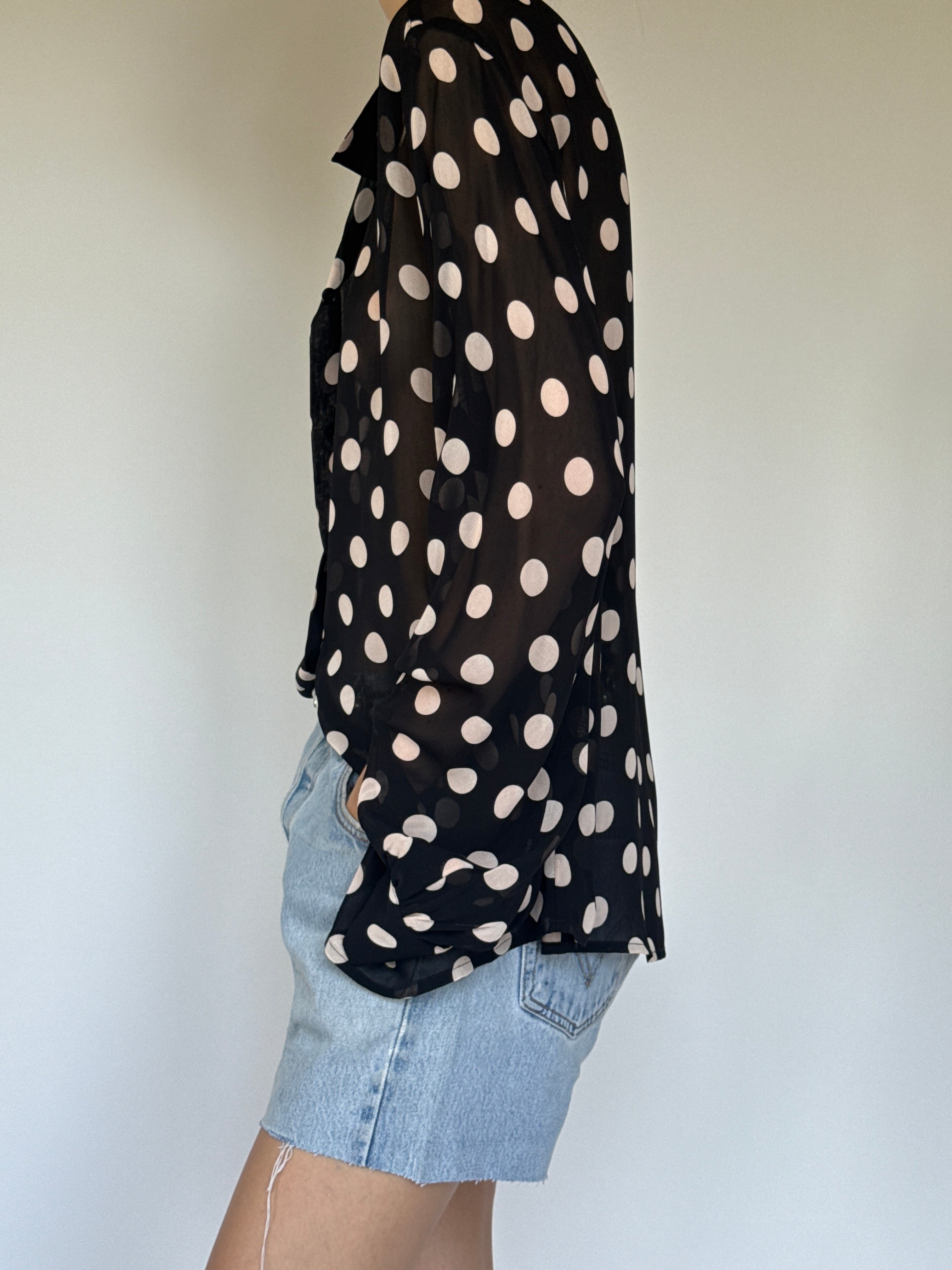 Vintage polka-dot blouse black & white 6359