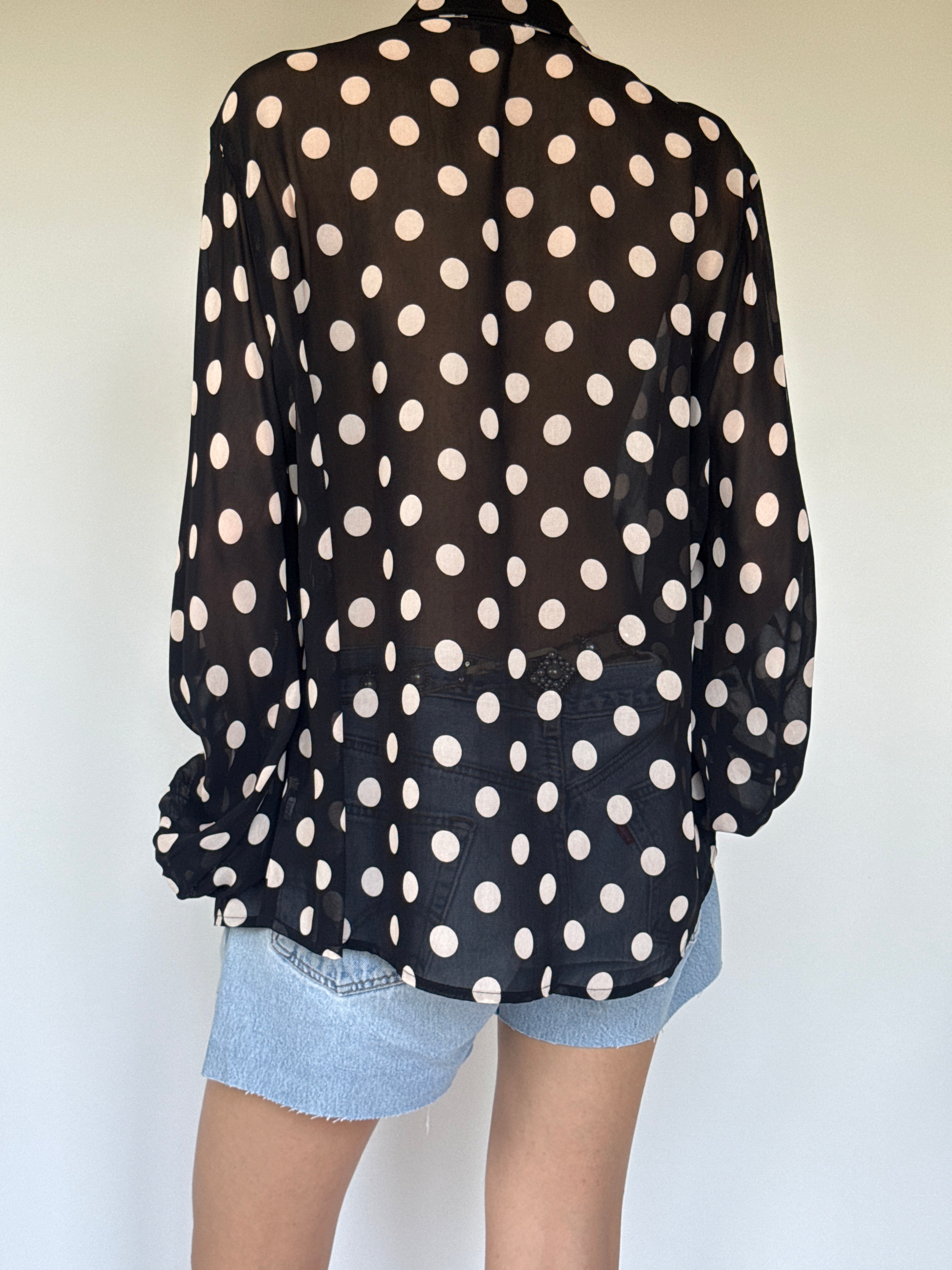 Vintage polka-dot blouse black & white 6359