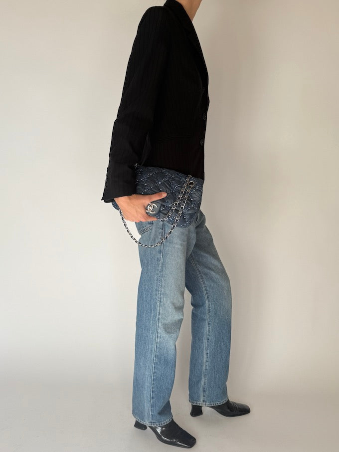 Vintage Black Tailored Pinstripe Blazer 6672