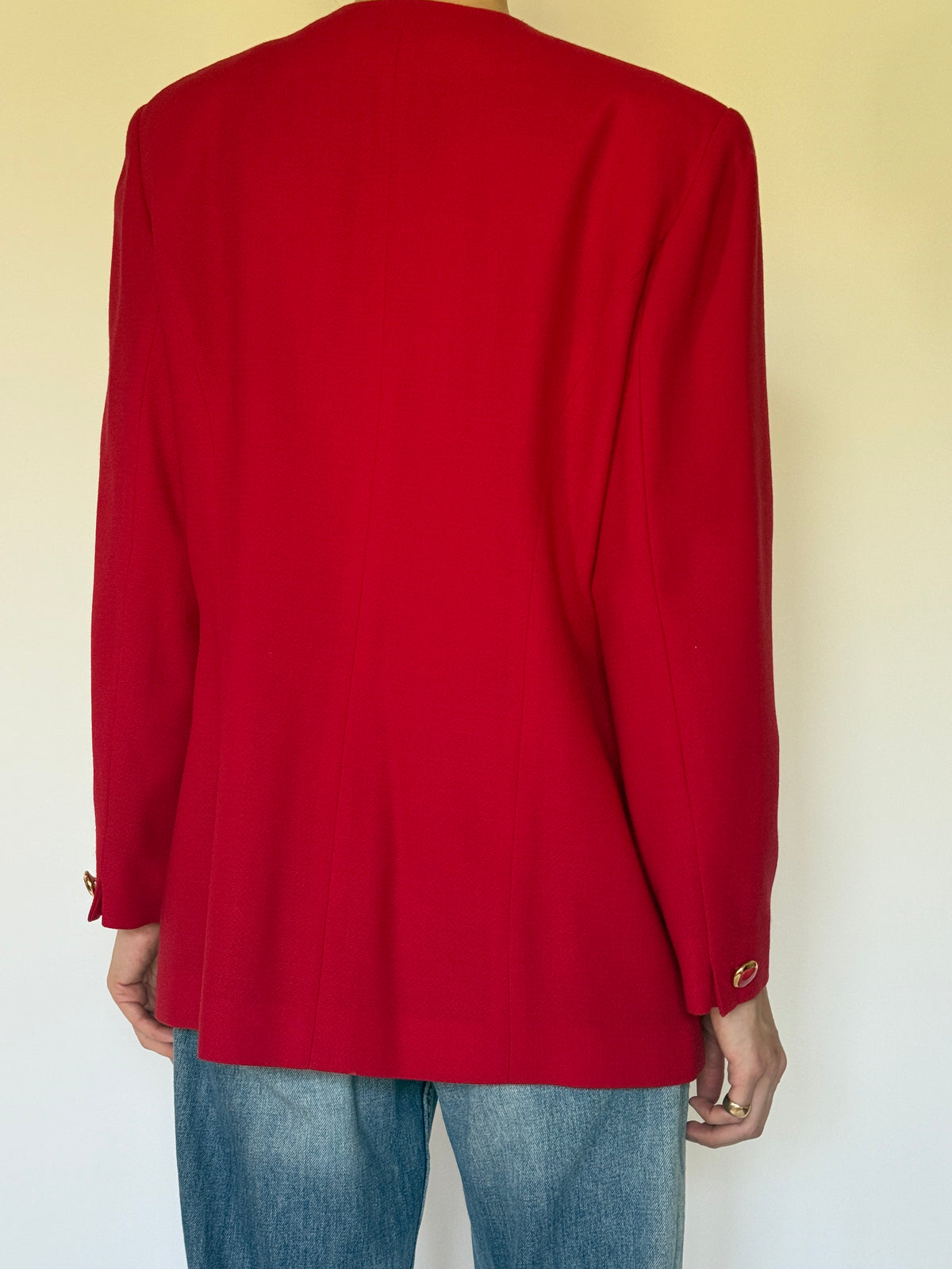Vintage red wool jacket back view
