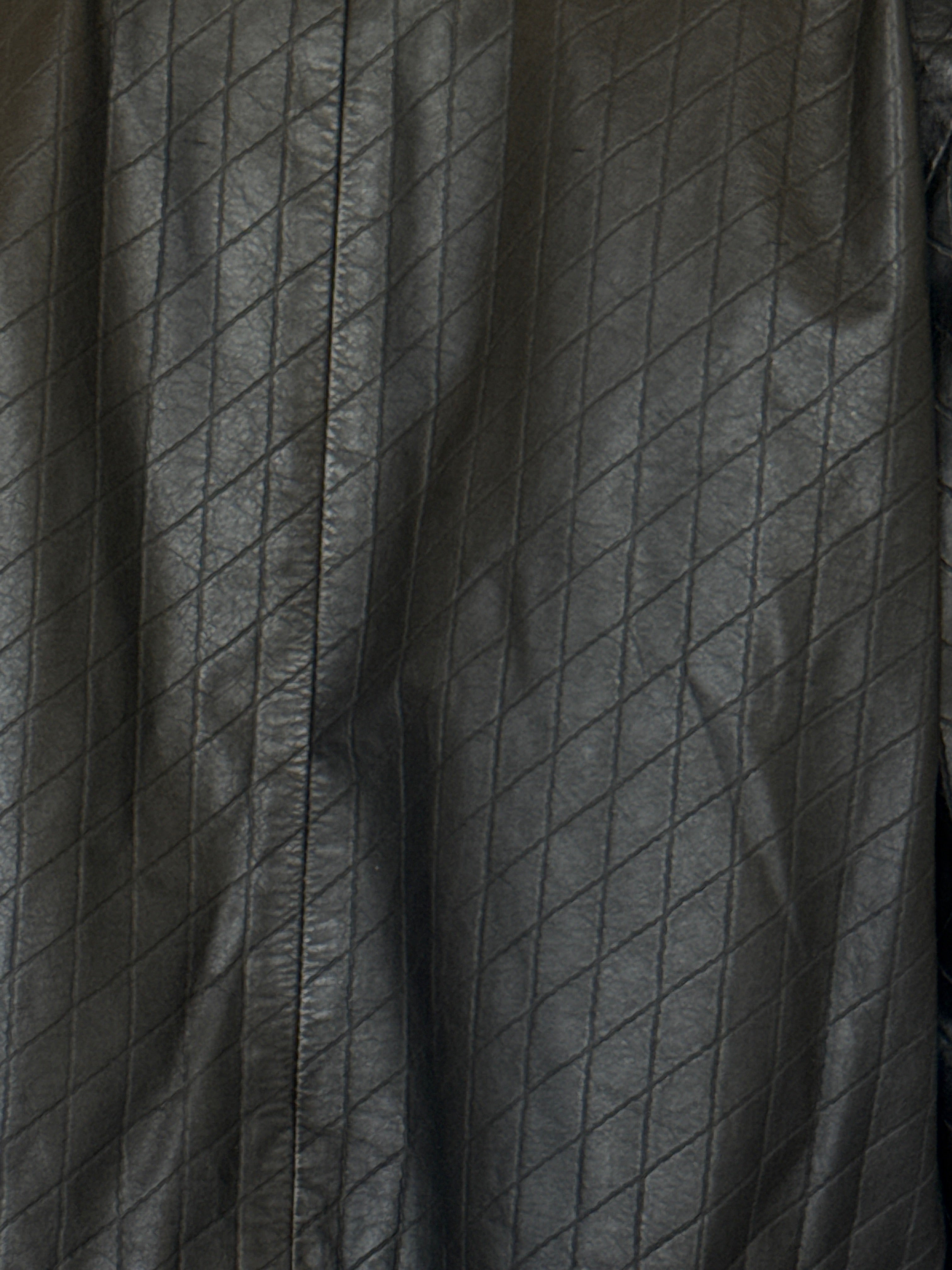 Vintage black leather diamond quilting close-up