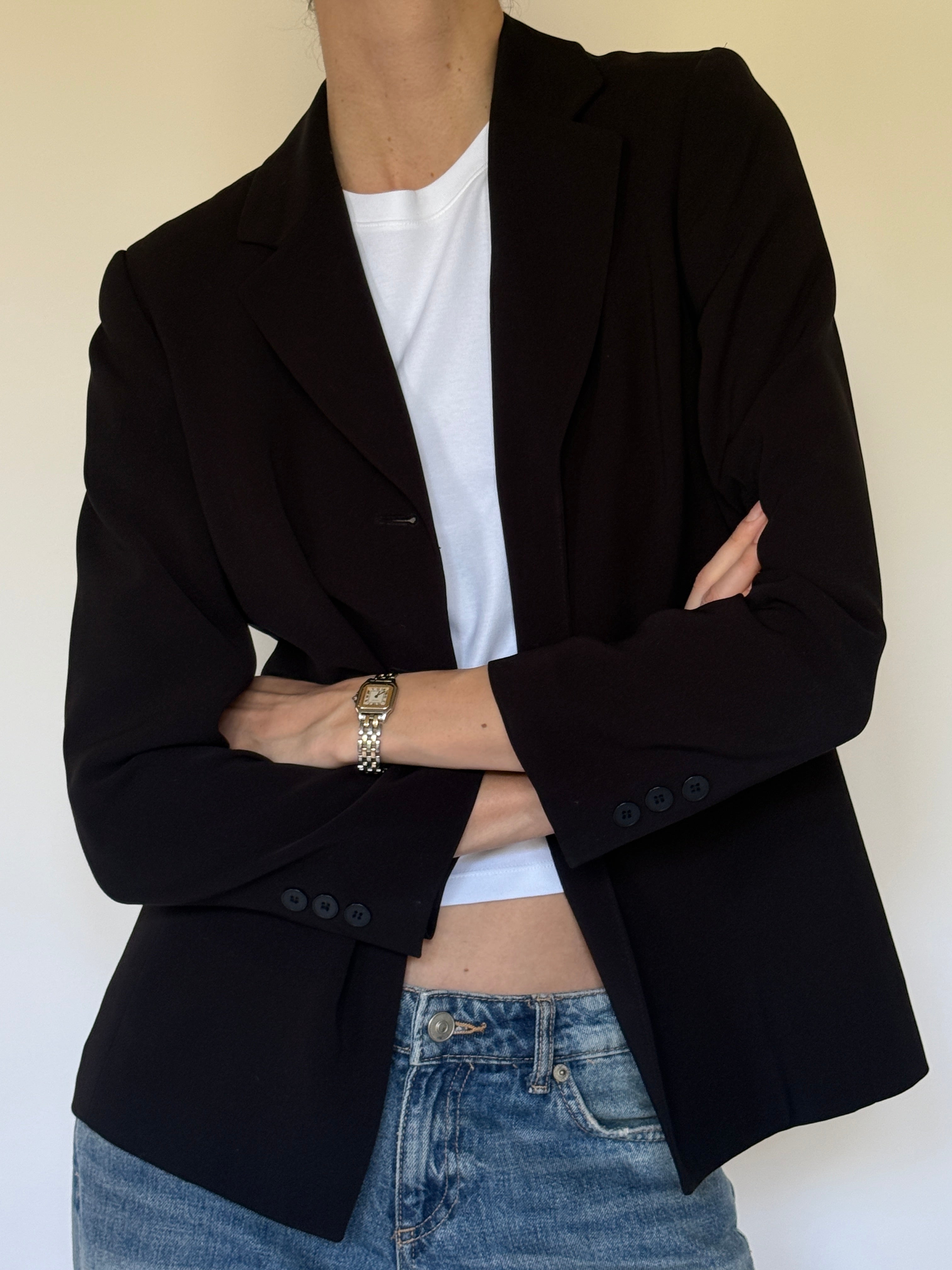 Vintage black tailored blazer front view