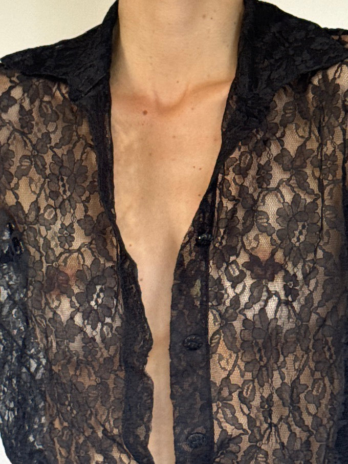 Vintage lace top in black 6361