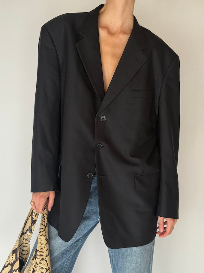 Vintage Oversized Wool Blazer Black 6674