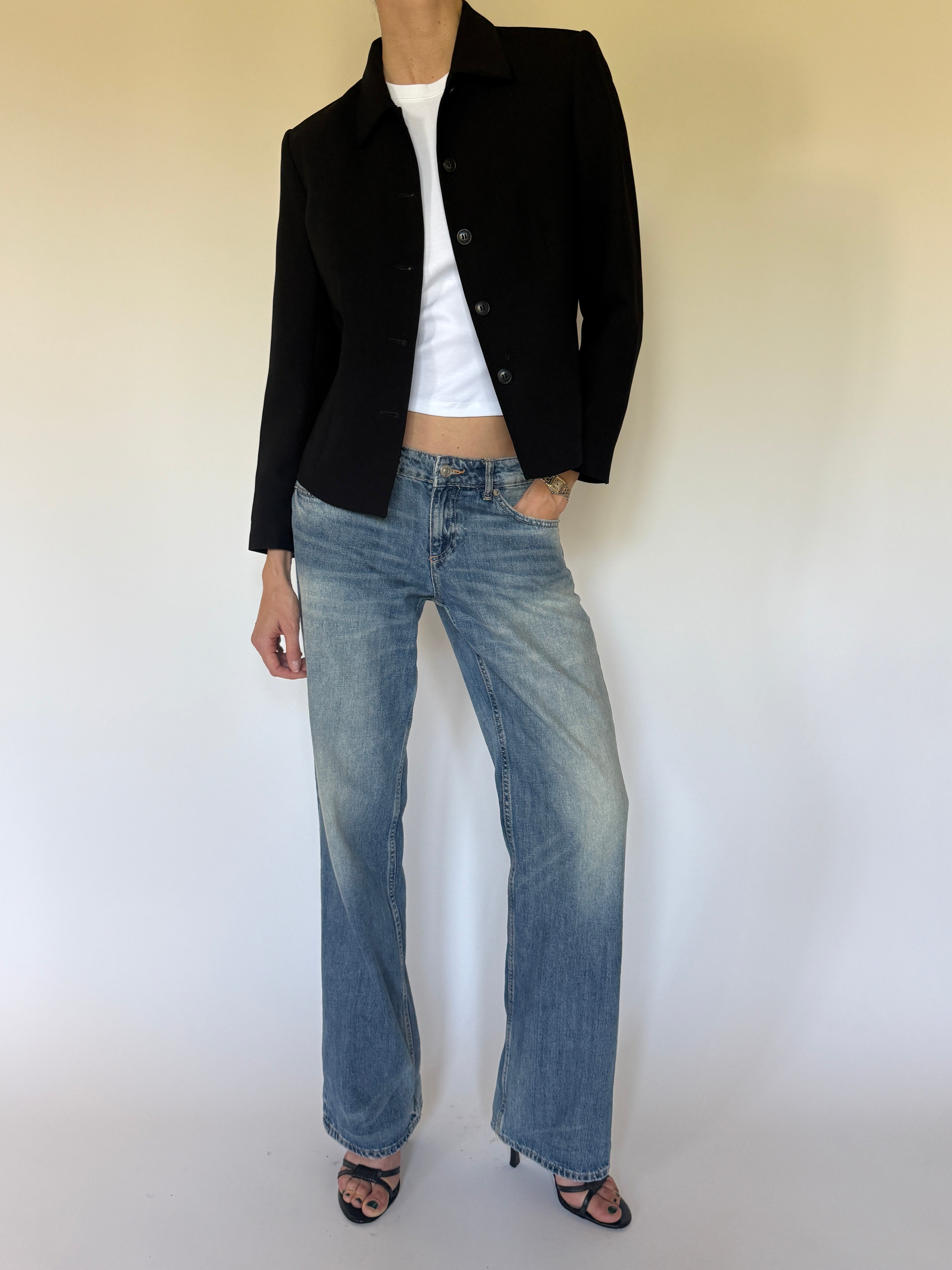 Vintage black tailored jacket front view