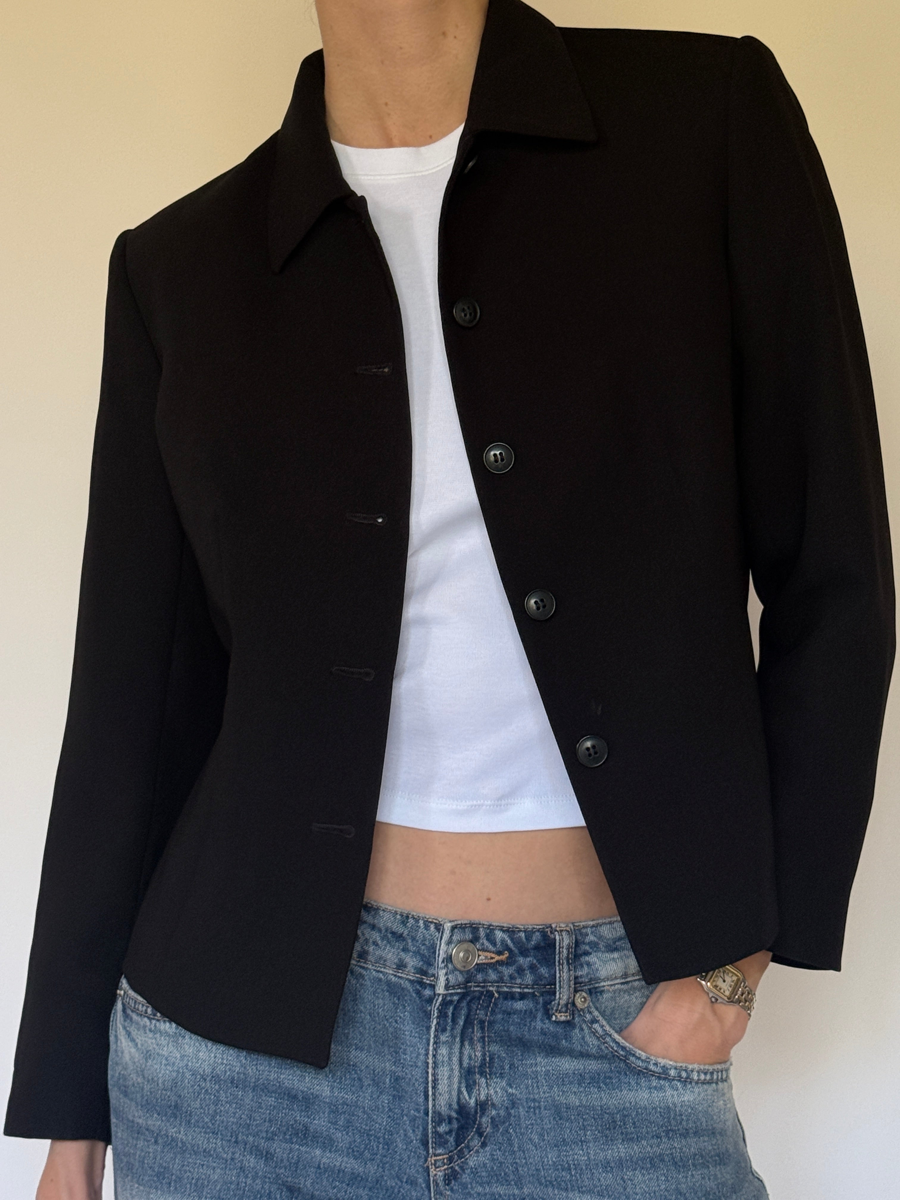 Vintage black tailored jacket front view