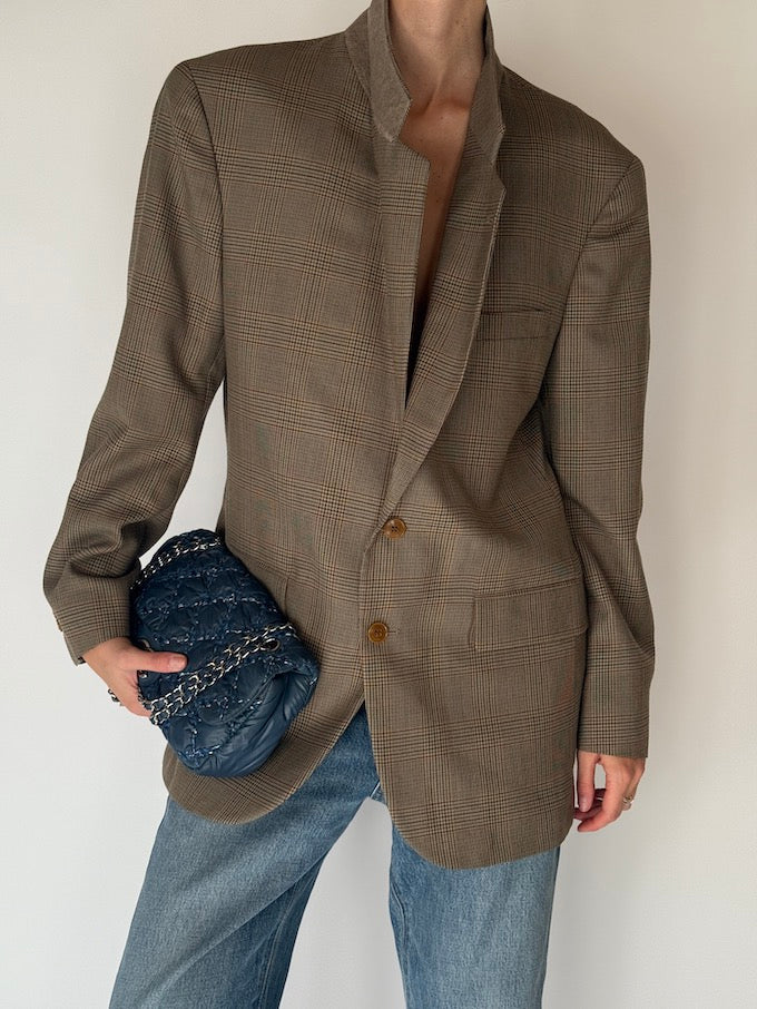 Vintage Plaid Oversized Blazer 6277