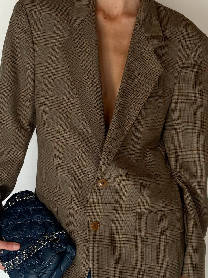 Vintage Plaid Oversized Blazer 6277