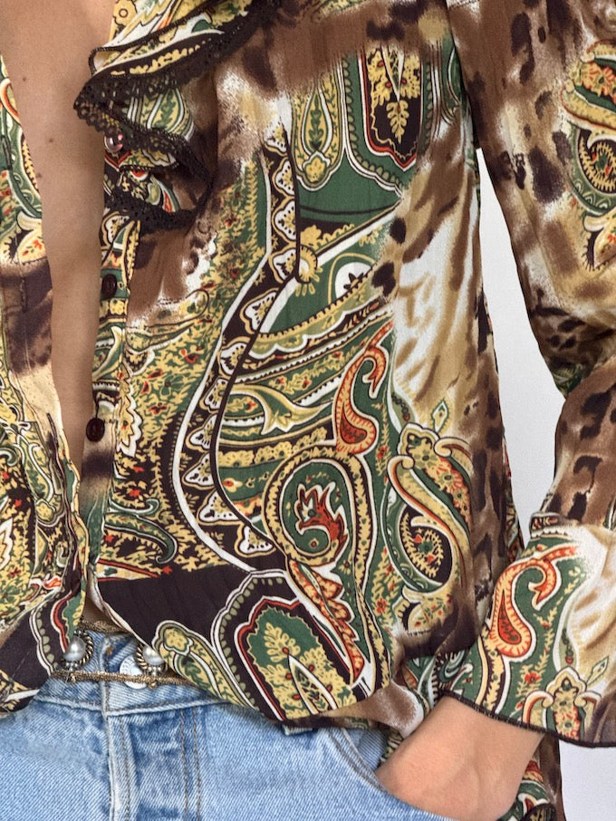 Vintage Ruffled Paisley blouse 6363
