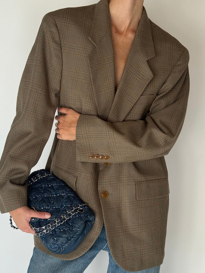 Vintage Plaid Oversized Blazer 6277