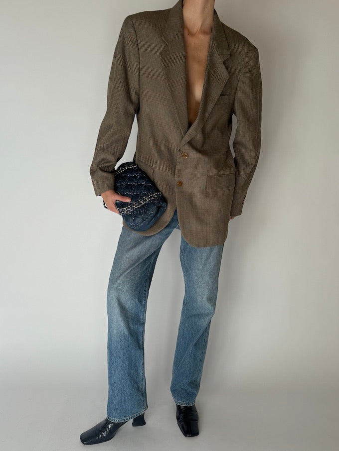 Vintage Plaid Oversized Blazer 6277