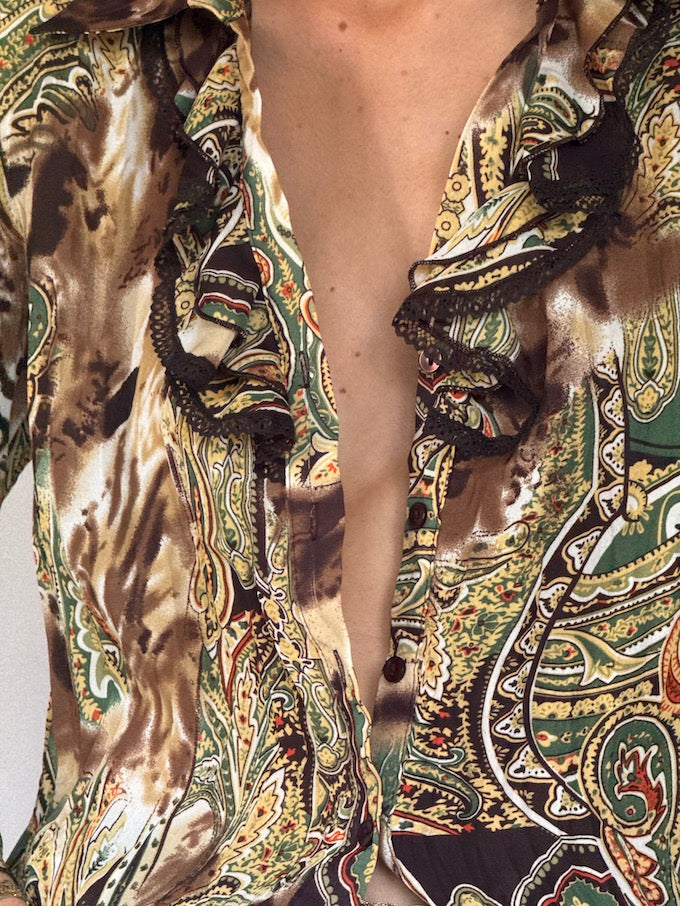 Vintage Ruffled Paisley blouse 6363