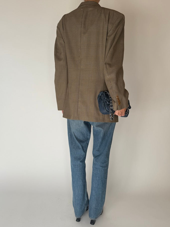 Vintage Plaid Oversized Blazer 6277