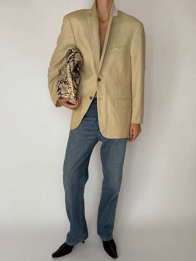 Vintage Single-Breasted Blazer Beige 6412
