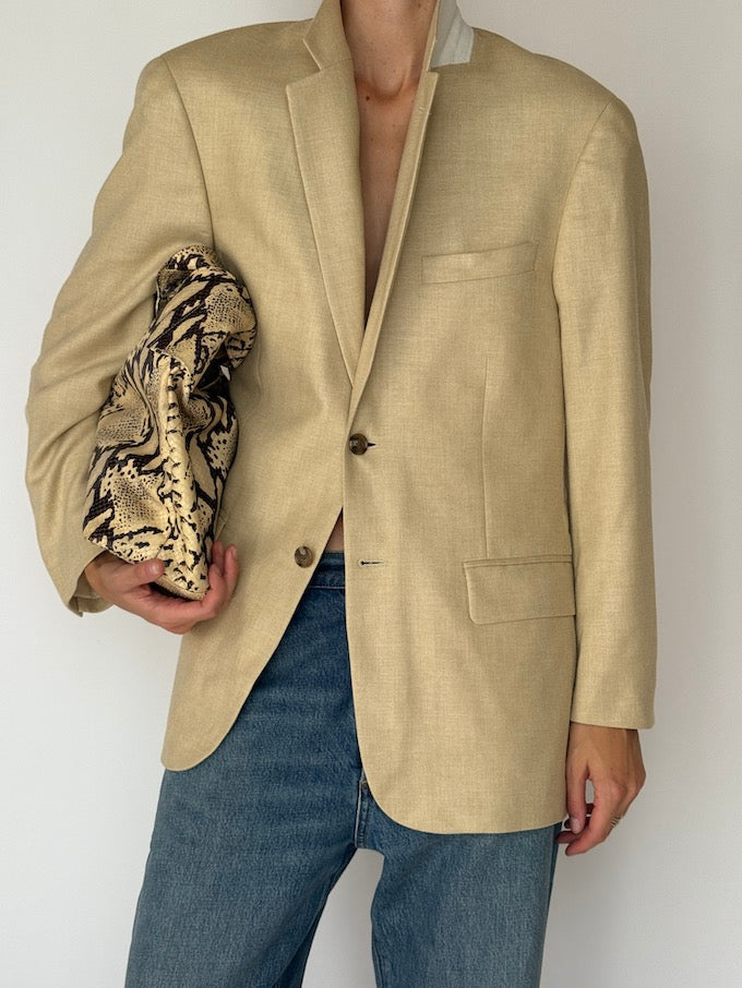 Vintage Single-Breasted Blazer Beige 6412
