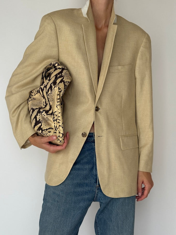 Vintage Single-Breasted Blazer Beige 6412