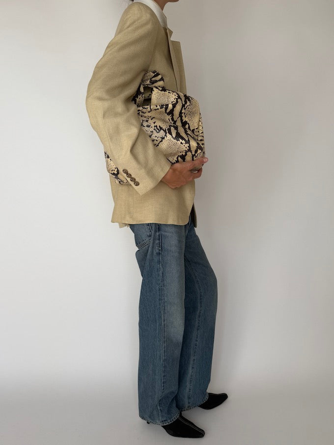 Vintage Single-Breasted Blazer Beige 6412