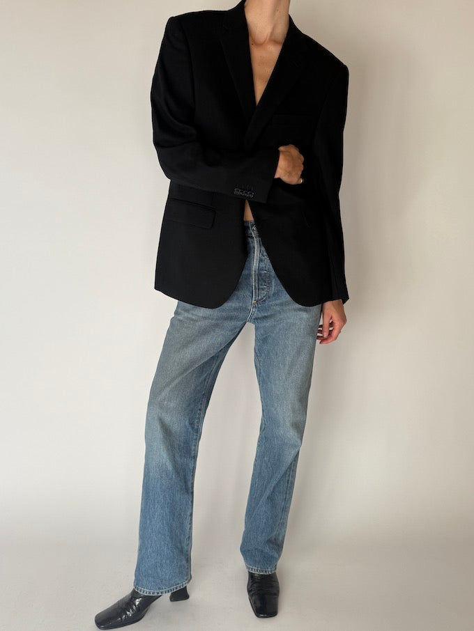 Vintage Oversized Wool Blazer Black 6679