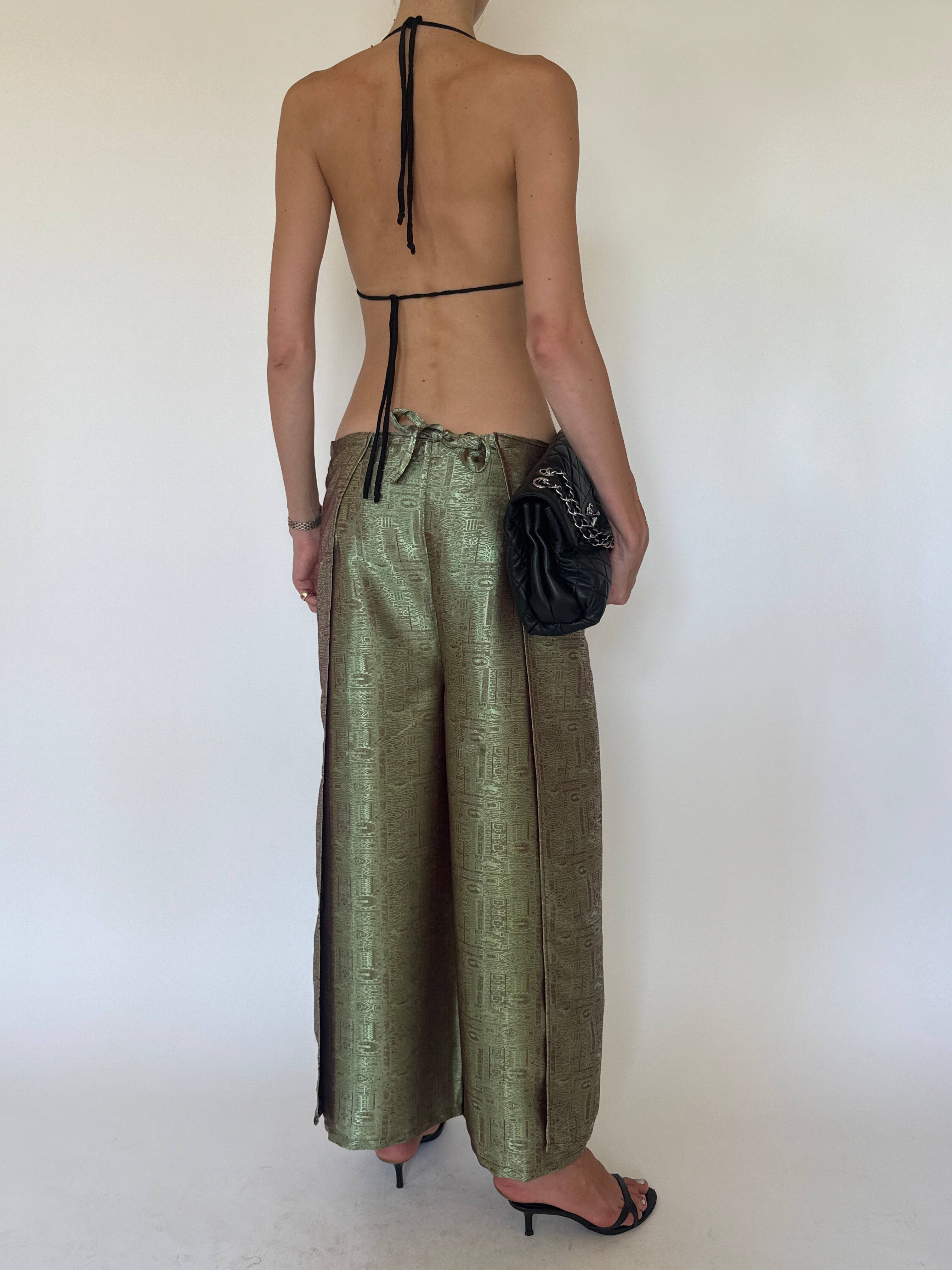 Vintage green patterned pants back view