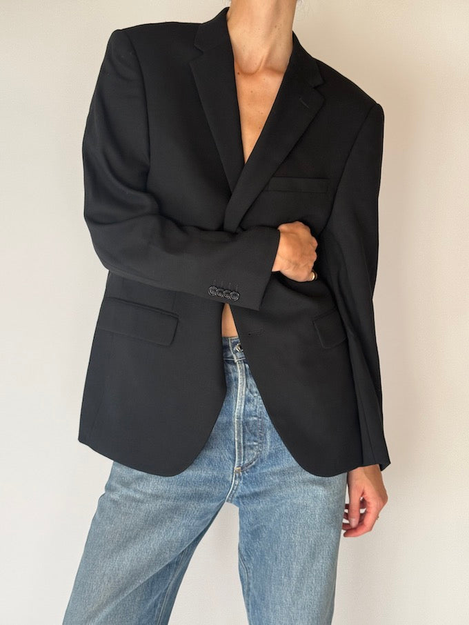 Vintage Oversized Wool Blazer Black 6679