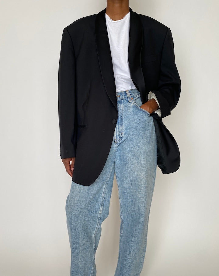 VINTAGE BLACK SINGLE-BREASTED BLAZER 3917