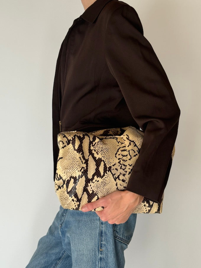 Vintage Wool-Blend Zip-Up Blazer Brown 6680