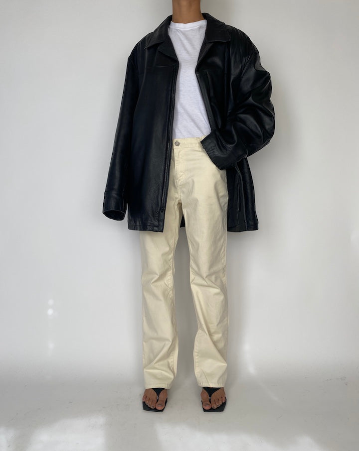 VINTAGE OVERSIZED BLACK LEATHER JACKET 2479