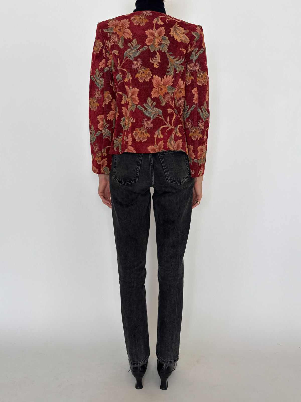 Vintage burgundy floral tapestry jacket 8446