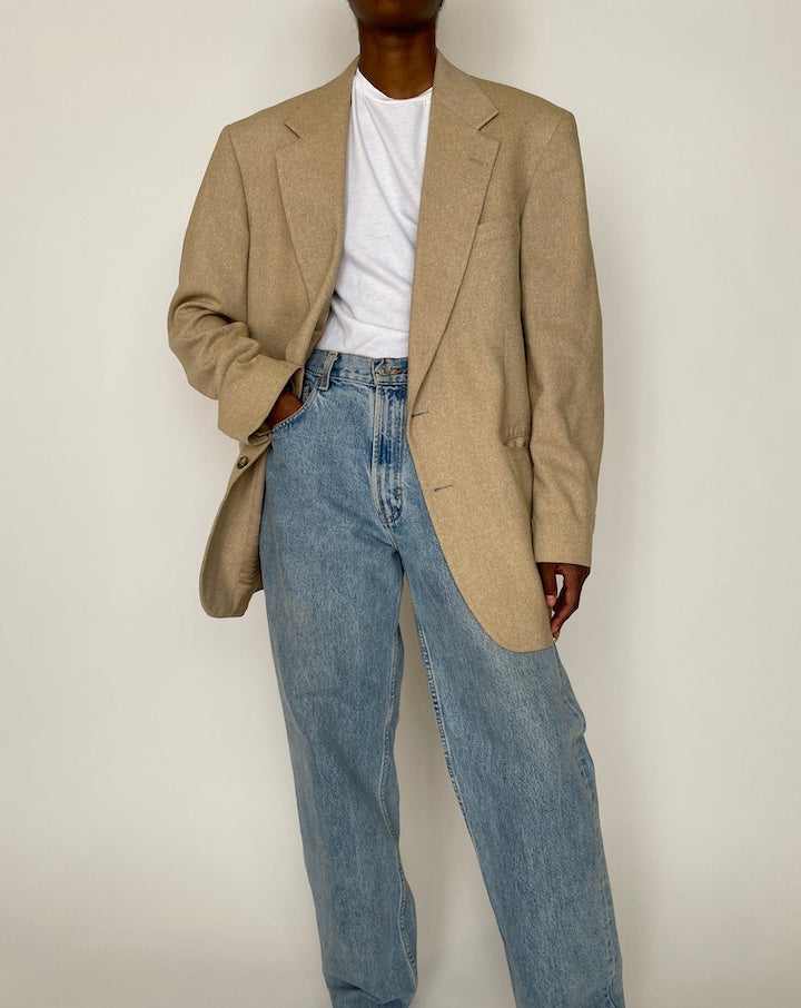 VINTAGE SINGLE-BREASTED BEIGE BLAZER 3918