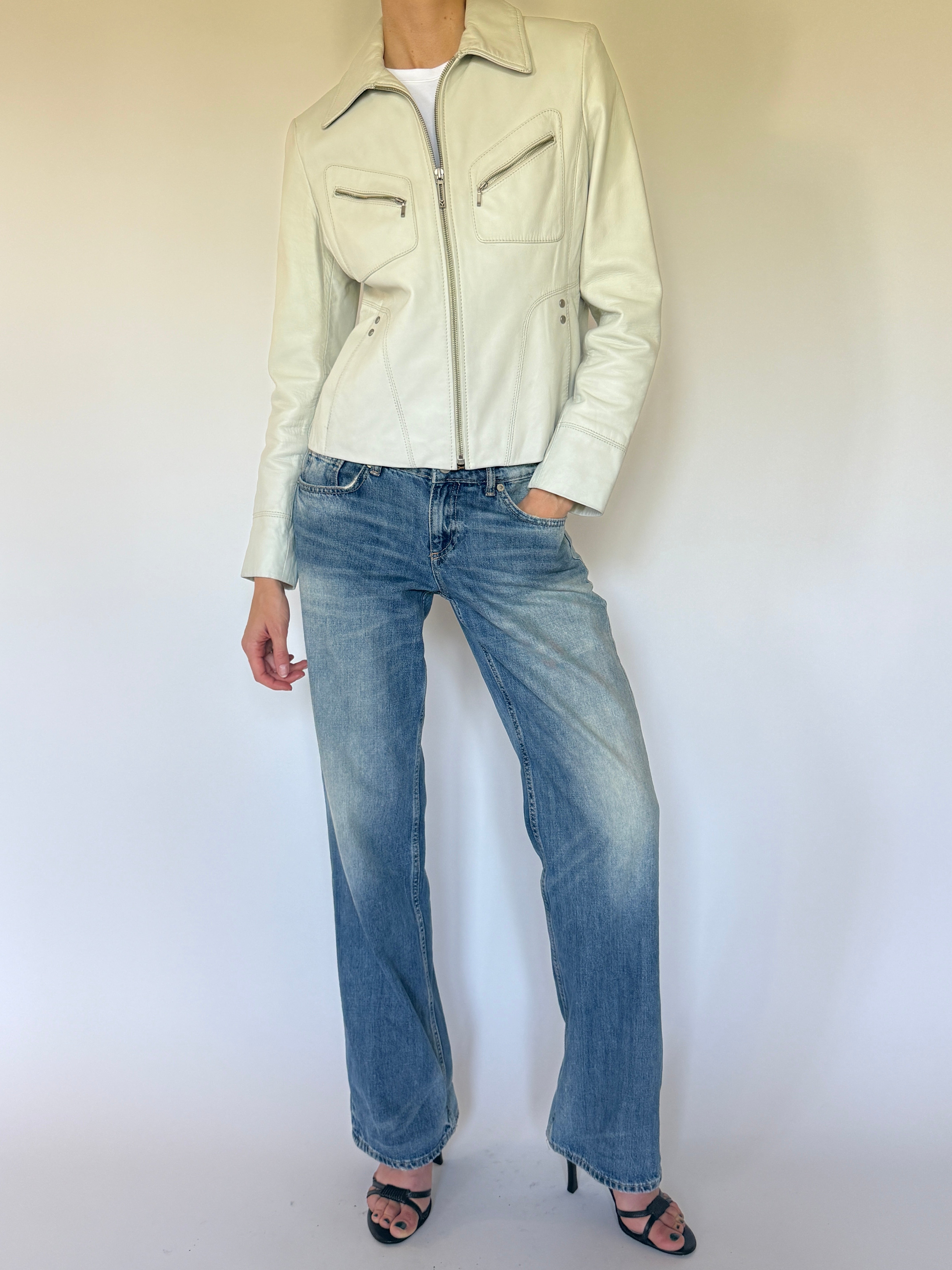 Vintage leather jacket front view