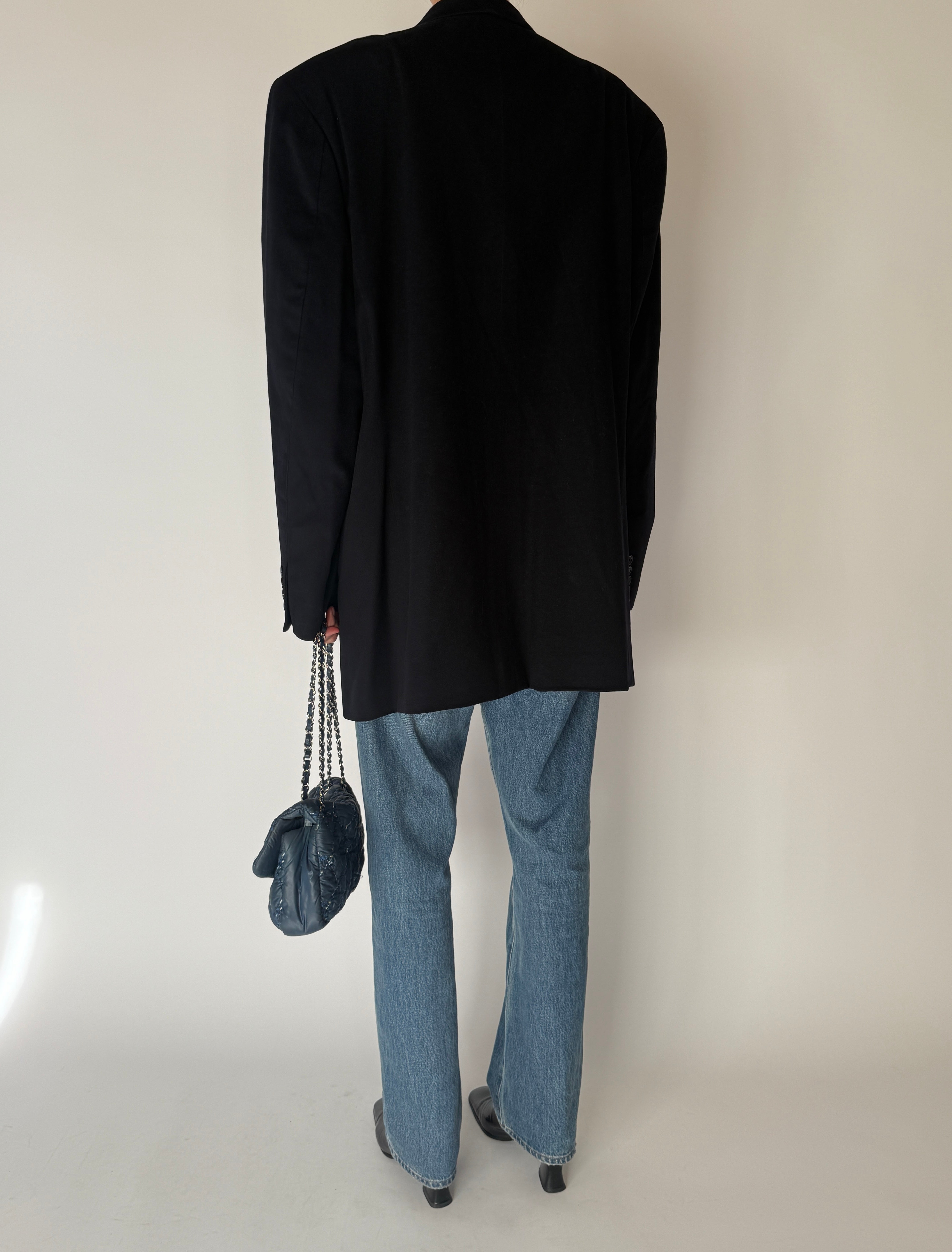 Vintage Single-Breasted Blazer Navy Blue 6281