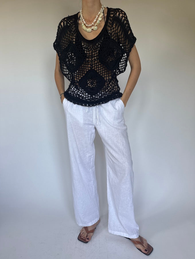 Vintage Crochet Top Black 6369