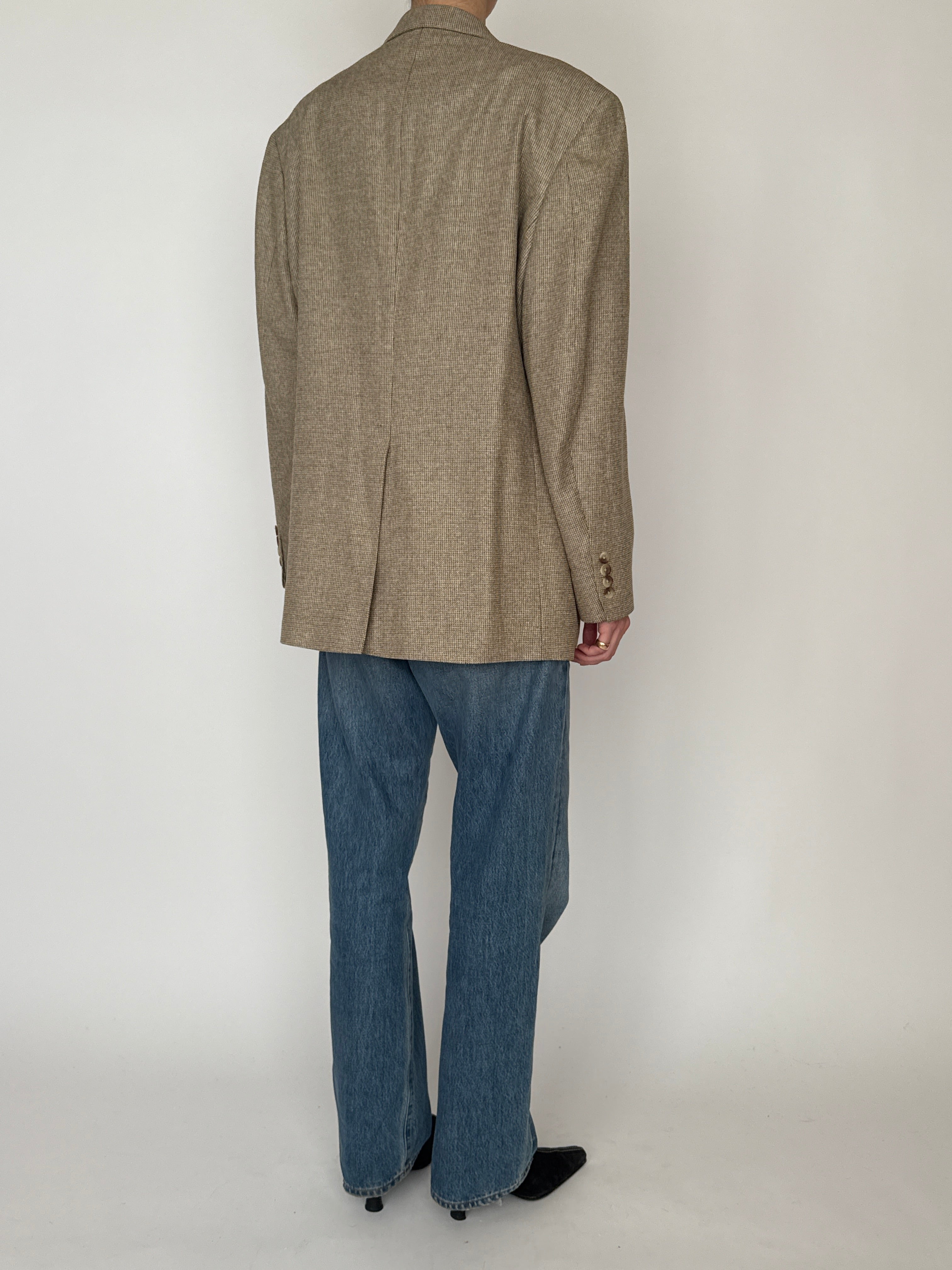 Vintage brown silk wool blazer back view