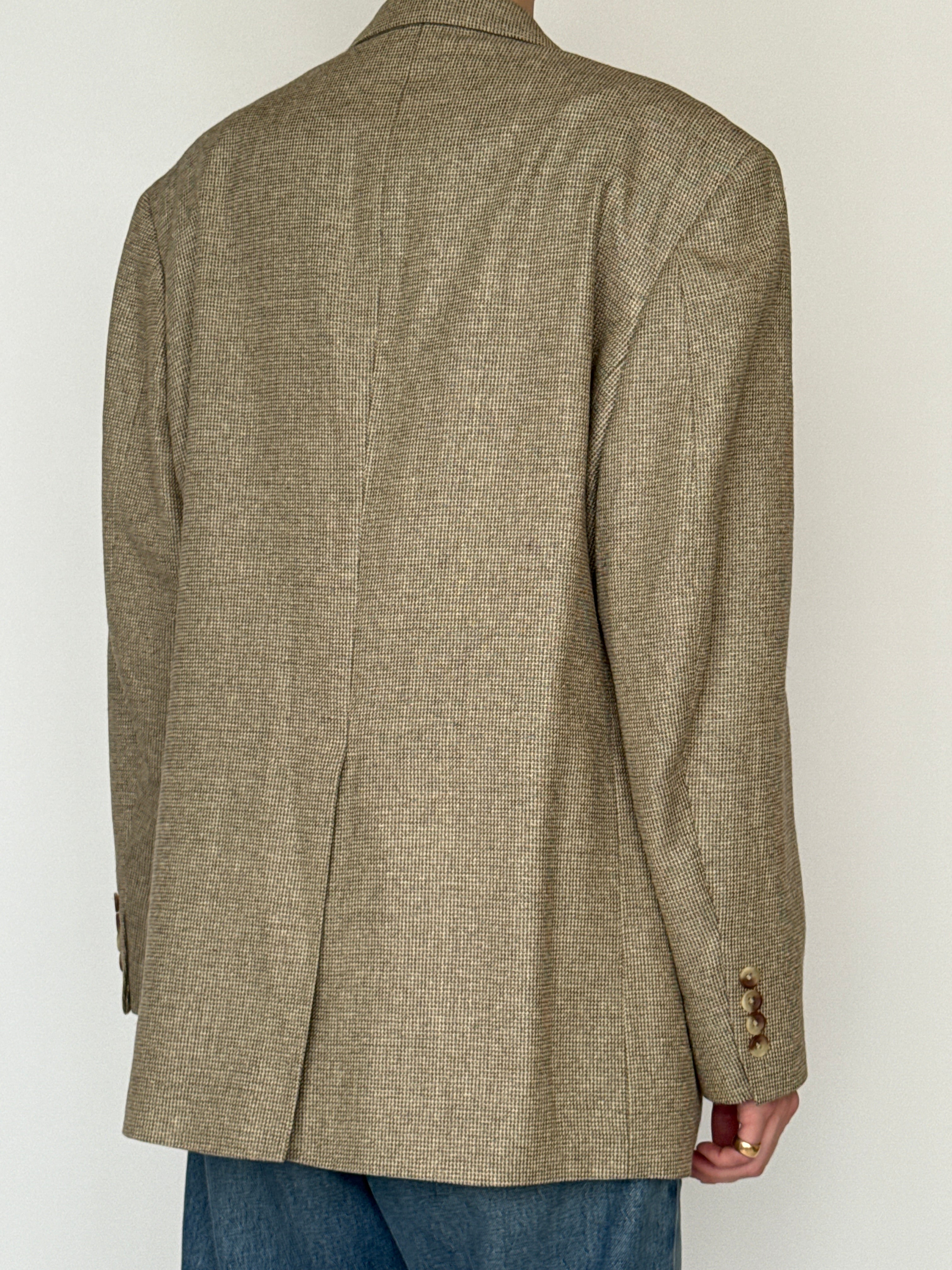 Vintage brown silk wool blazer back view