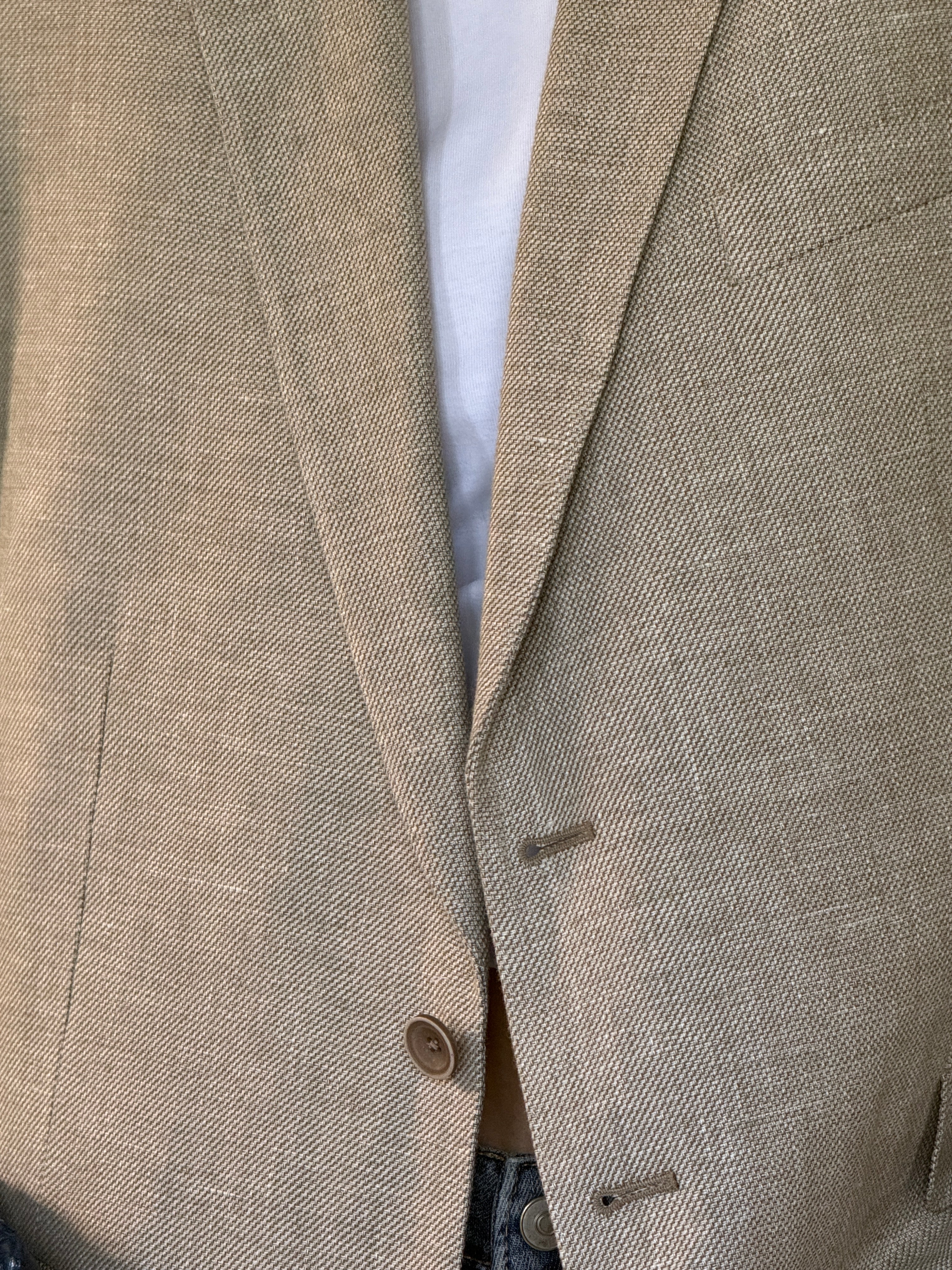 Vintage linen wool fabric close-up