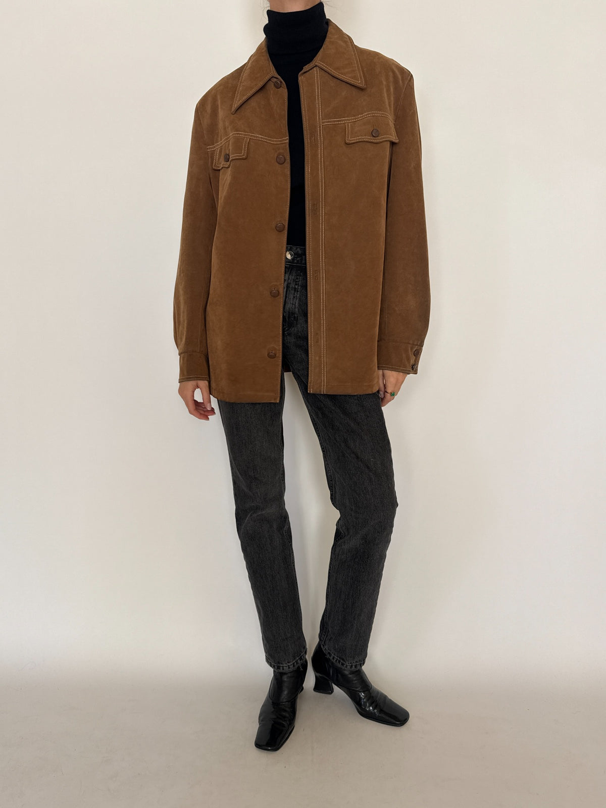 Vintage brown faux suede Western jacket