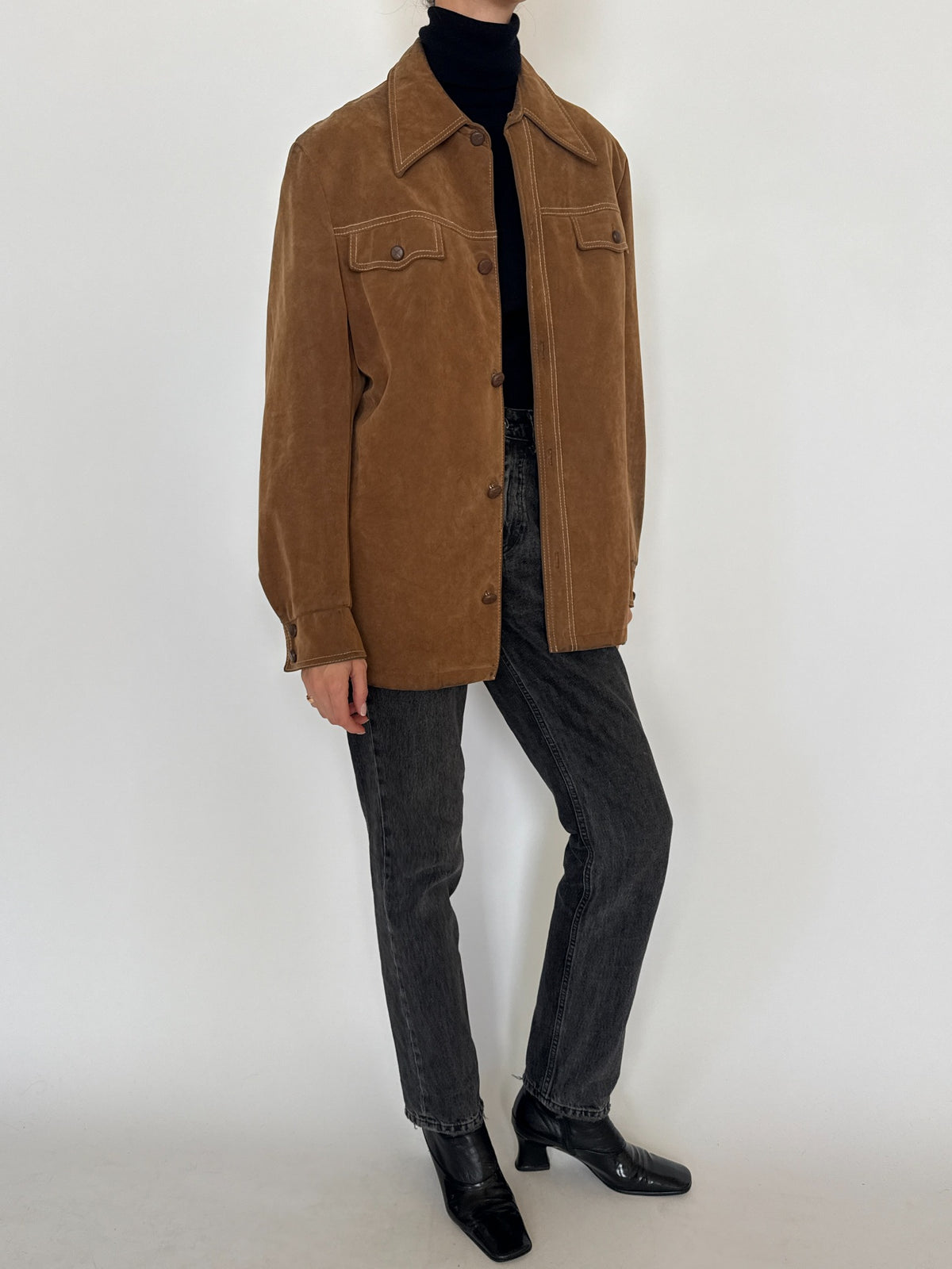 Vintage brown faux suede Western jacket