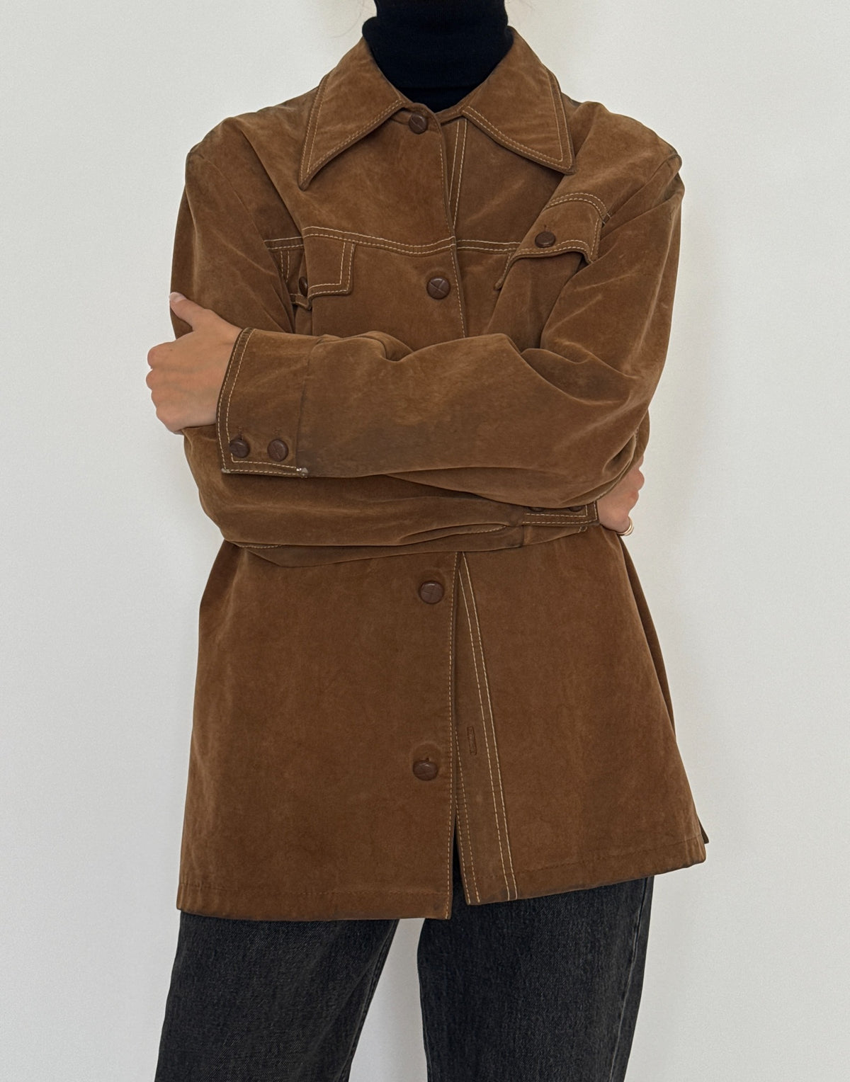 Vintage brown faux suede Western jacket