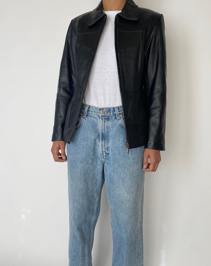 VINTAGE BLACK LEATHER JACKET 2485
