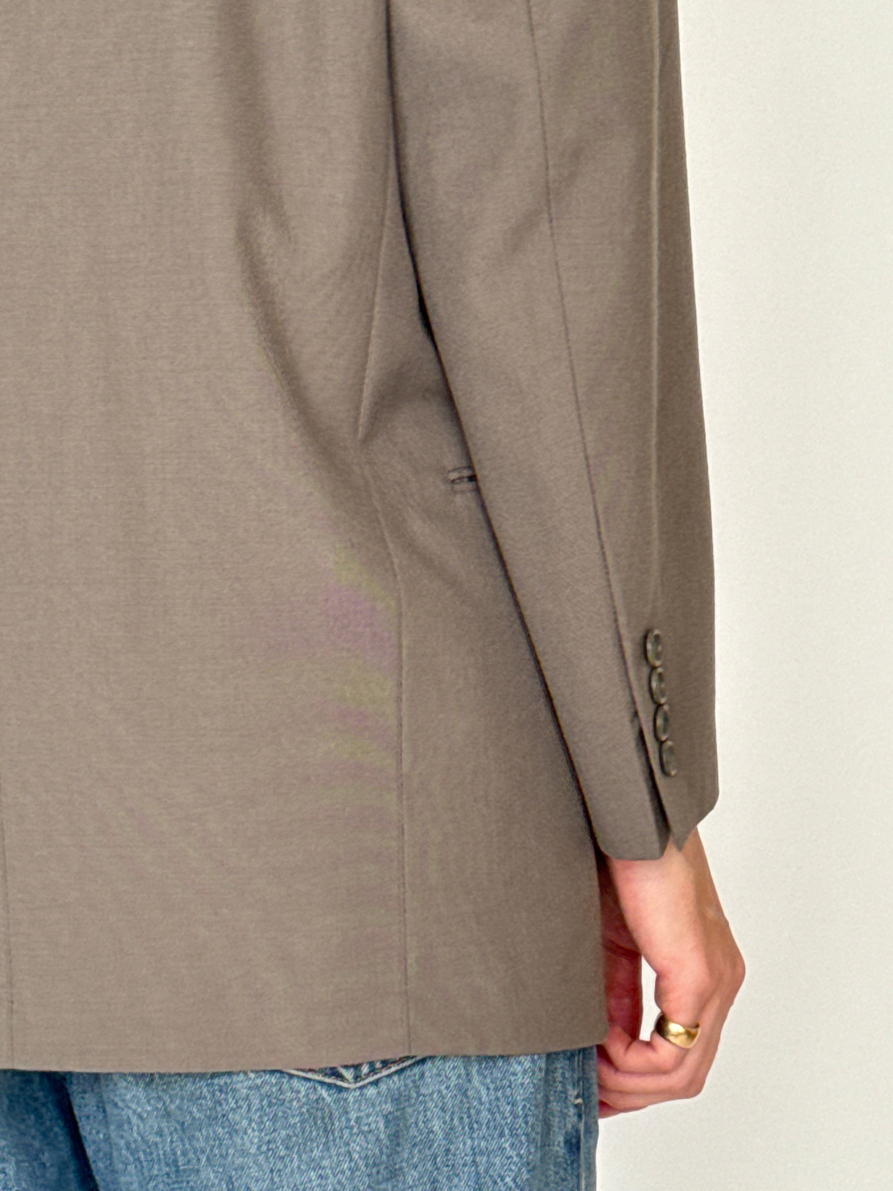 Vintage taupe oversized blazer sleeve button detail