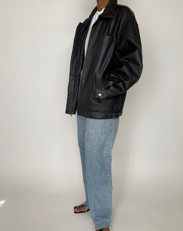 VINTAGE OVERSIZED BOXY LEATHER JACKET 3925