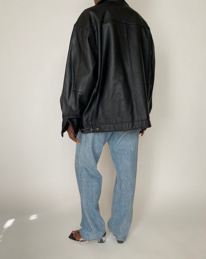 VINTAGE OVERSIZED BOXY LEATHER JACKET 3925