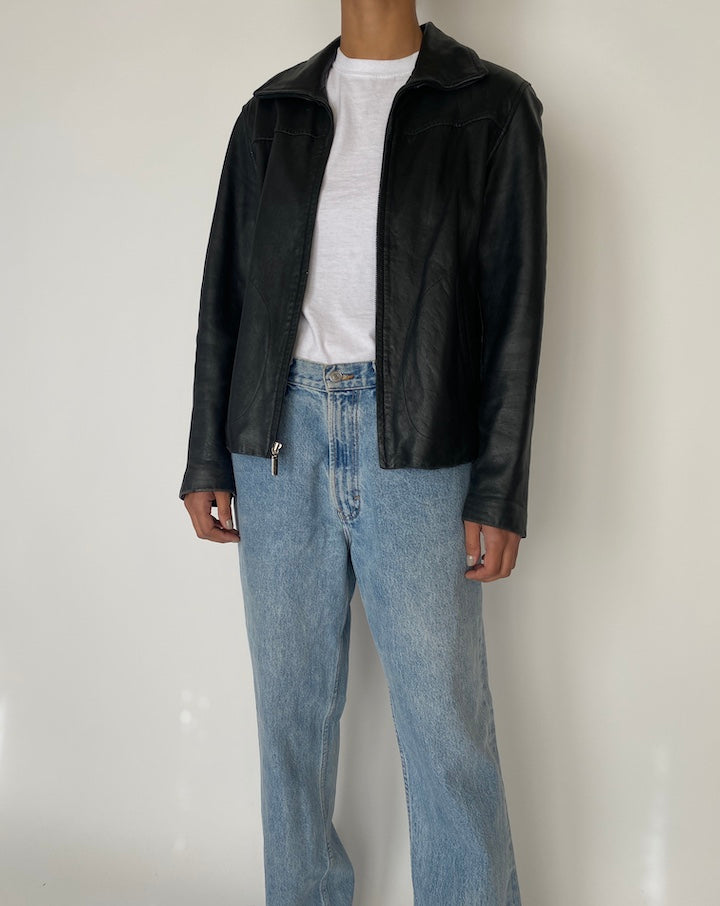 VINTAGE BLACK LEATHER JACKET 2486