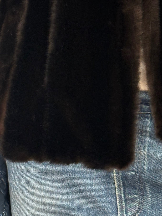 Vintage Faux Fur Cape Jacket Brown 6685