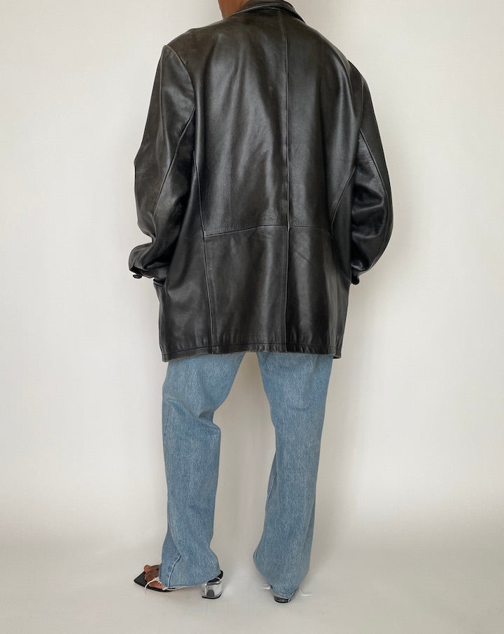 VINTAGE BLACK LEATHER JACKET 3927