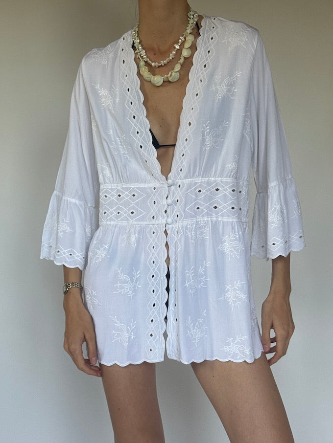 Vintage Embroidered Cover-Up white 6374
