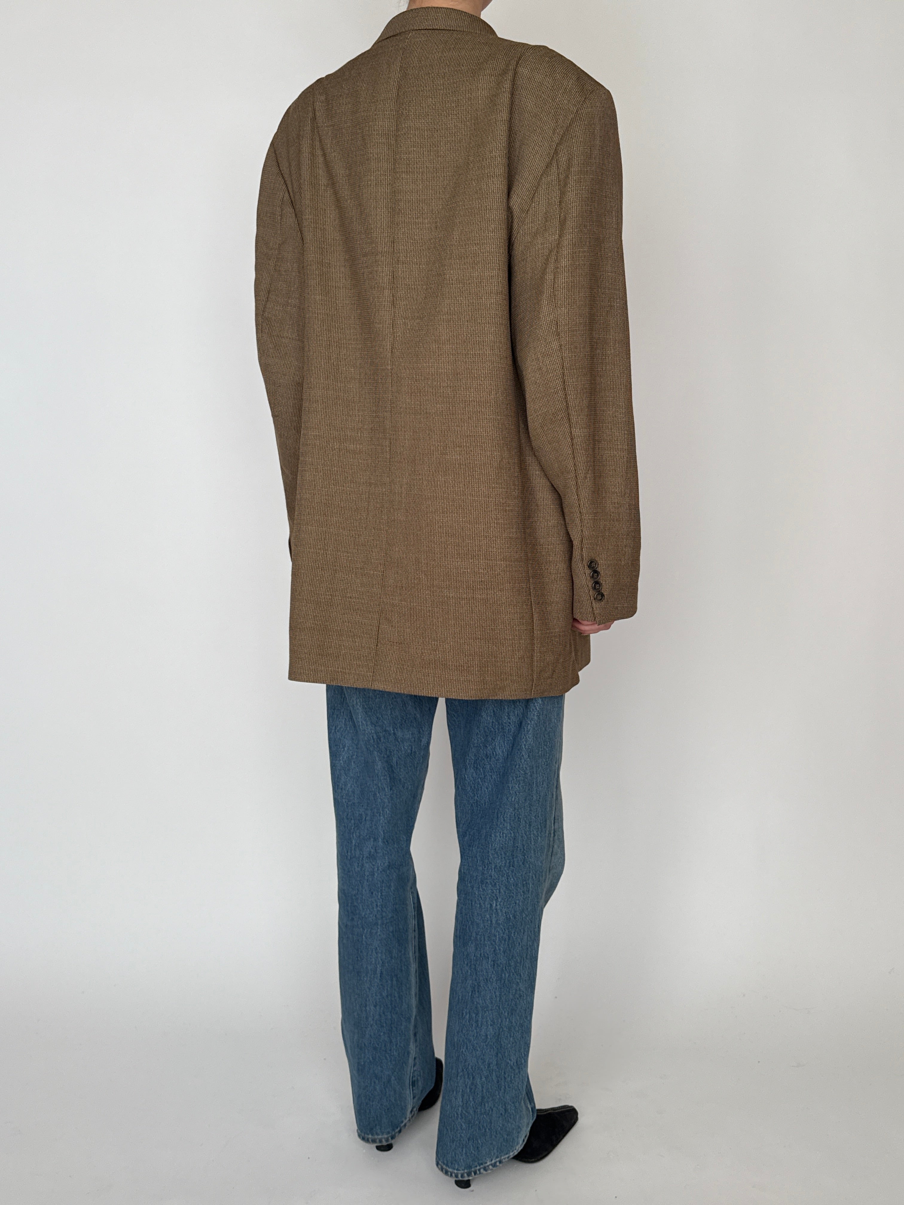 Vintage oversized brown wool blend blazer back view