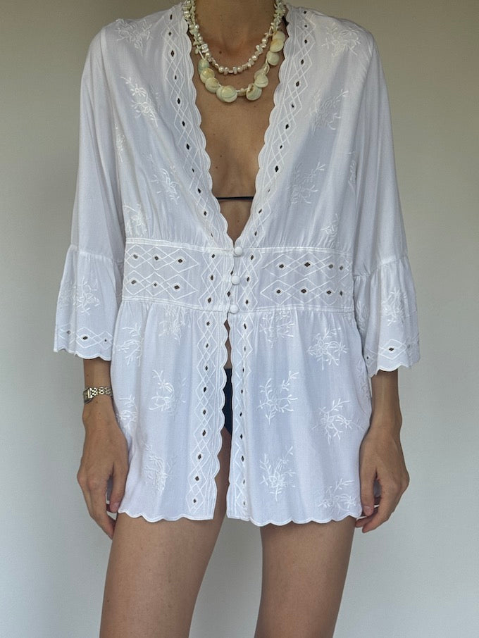 Vintage Embroidered Cover-Up white 6374