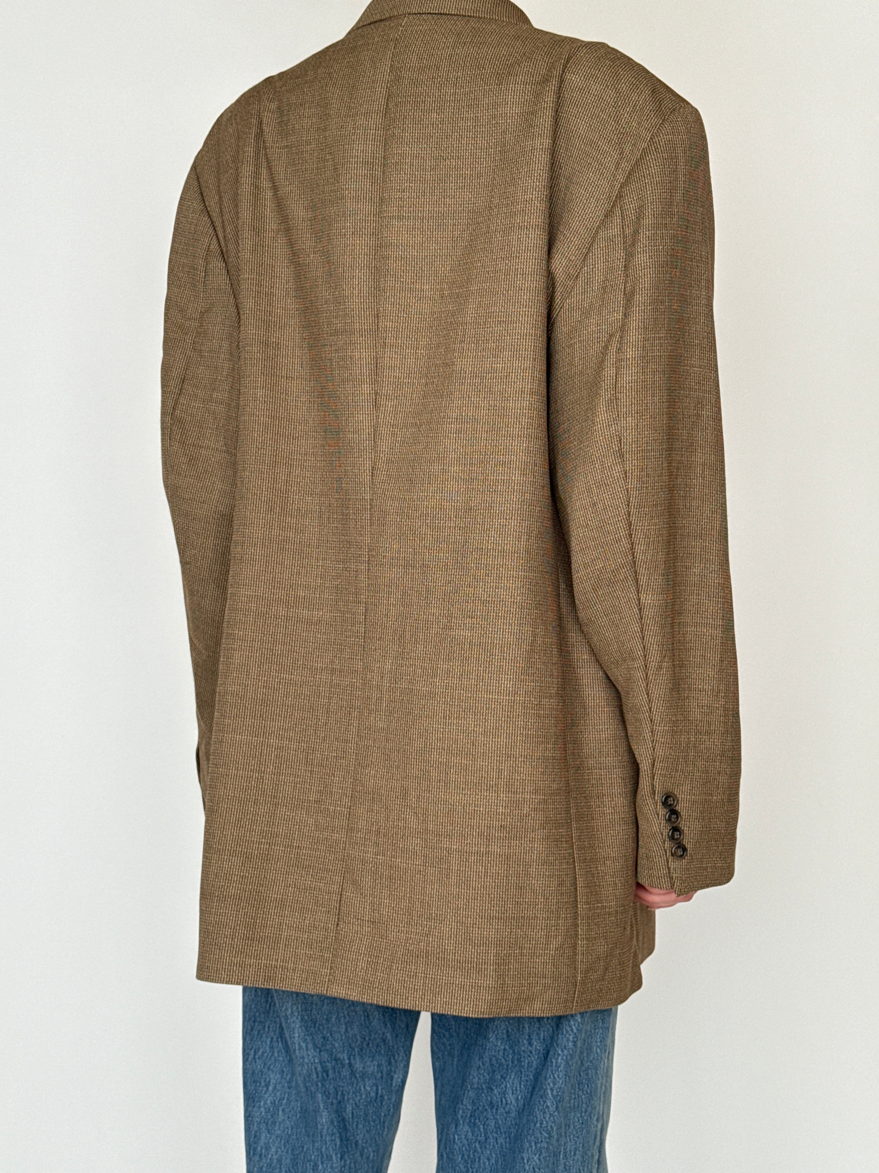 Vintage oversized brown wool blend blazer back view